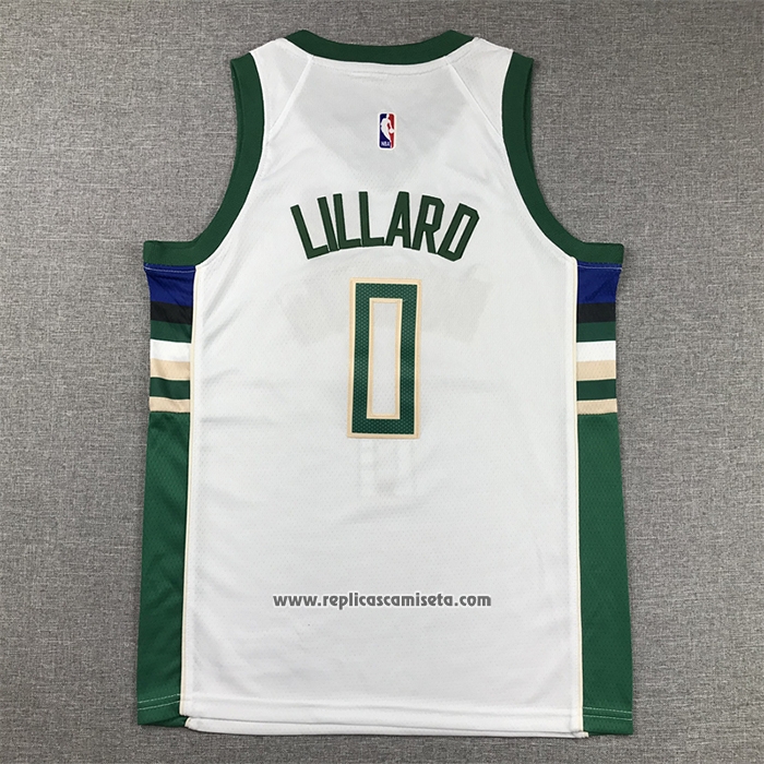 Camiseta Nino Milwaukee Bucks Damian Lillard #0 Association 2022-23 Blanco